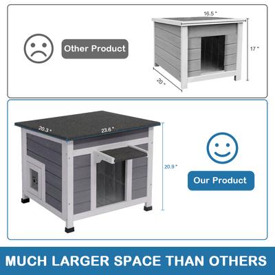 Show full view: FunXplore Wooden Outdoor Cat House, Grey slide 5 of 8