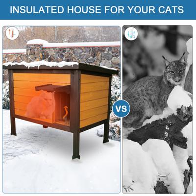 Show full view: FunXplore Wooden Insulated Outdoor Cat House with Escape Door, Brown slide 4 of 8