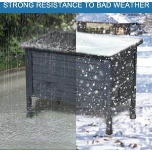 FunXplore Wooden Insulated Outdoor Cat House with Escape Door, Grey