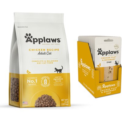 Applaws Applaws Adult Complete Chicken Recipe with Country Vegetables Grain-Free Dry Cat Food + Loin Chicken Filet with Rosemary Grain-Free Treats