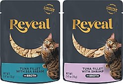 Reveal Tuna with Sea Bream in Broth + Tuna with Shrimp in Broth Flavored Wet Cat Food