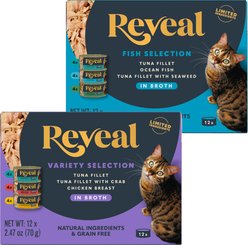 Reveal Variety Fish & Chicken in Broth + Variety of Fish in Broth Flavored Wet Cat Food