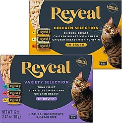 Reveal Variety Fish & Chicken in Broth + Variety of Chicken in Broth Flavored Wet Cat Food