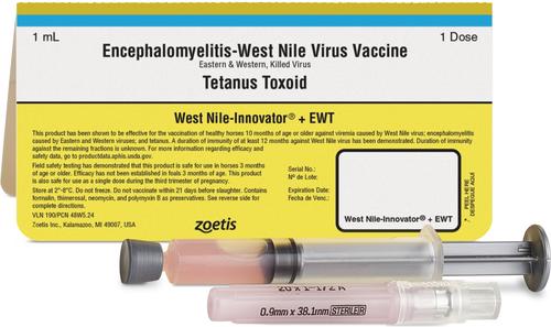 Show full view: West Nile Innovator + EWT Vaccine for Horses, 1mL Syringe slide 2 of 5