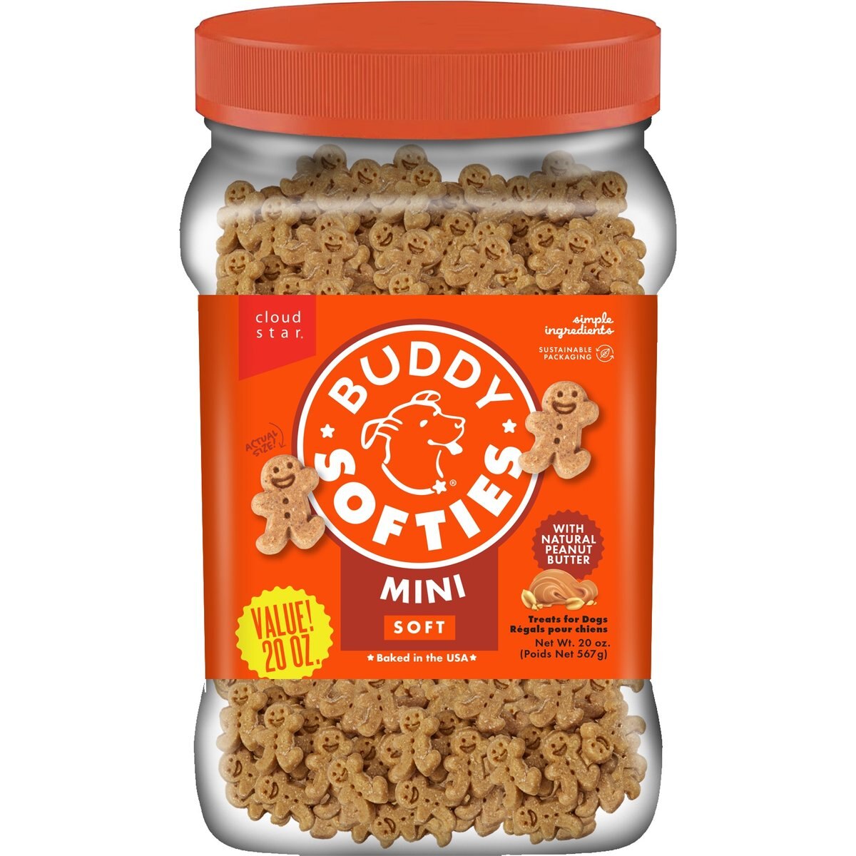 Buddy Biscuits Softies with Peanut Butter Soft & Chewy Dog Treats, 20-oz jar