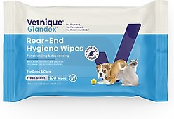 Vetnique Labs Glandex Boot the Scoot Rear End Anal Gland Cleaning & Deodorizing Hygienic Dog & Cat Wipes, 100 count