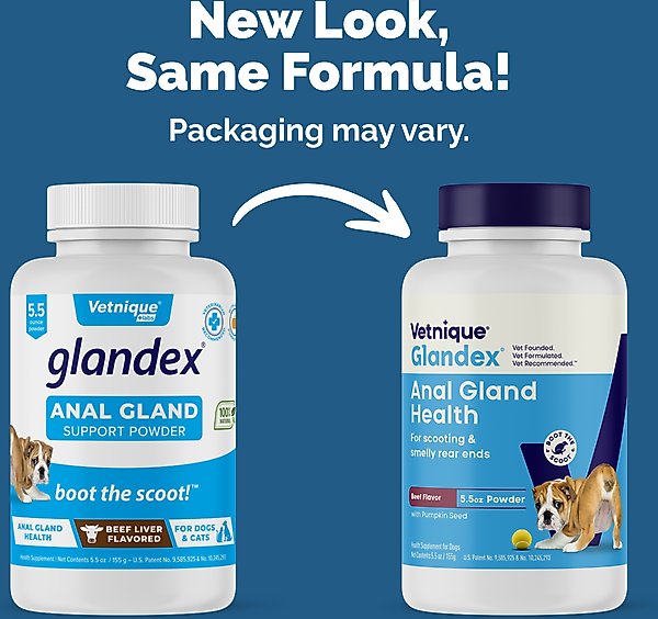 Show full view: Vetnique Labs Glandex Anal Gland Support Supplement Powder with Beef Liver Flavor for Dogs & Cats, 5.5-oz bottle slide 2 of 11