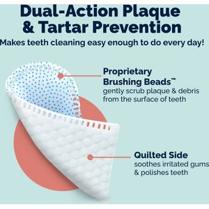 Vetnique Labs DentaBliss Finger Mitt Peppermint Flavor for Plaque, Tartar Prevention & Fresh Breath Dog Dental Wipes, 50 count