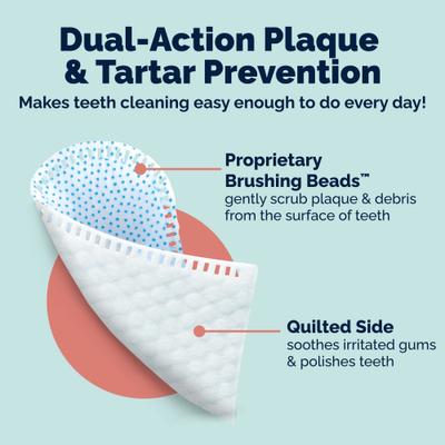 Show full view: Vetnique Labs DentaBliss Finger Mitt Peppermint Flavor for Plaque, Tartar Prevention & Fresh Breath Dog Dental Wipes, 50 count slide 7 of 10