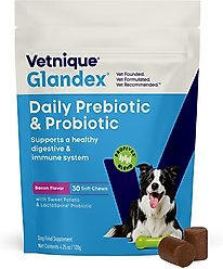 Vetnique Labs Glandex Daily Probiotics & Digestive Health Prebiotics Bacon Flavor Soft Chew Aid Supplement for Dogs, 30 count