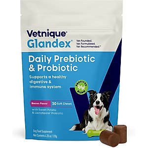 Vetnique Labs Glandex Daily Probiotics & Digestive Health Prebiotics Bacon Flavor Soft Chew Aid Supplement for Dogs, 30 count