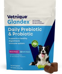 Vetnique Labs Glandex Daily Probiotics & Digestive Health Prebiotics Bacon Flavor Soft Chew Aid Supplement fo...