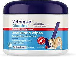 Vetnique Labs Glandex Medicated Anal Gland Fast Acting in Pain Relieving Anti-Itch Dog & Cat Wipes, 50 count