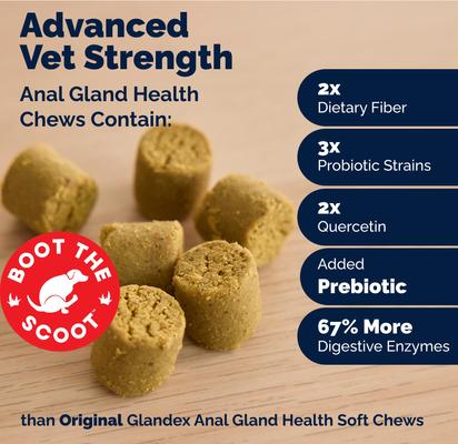 Vetnique Labs Glandex Advanced Vet Strength Anal Gland Fiber, Probiotic, Pumpkin & Digestive Boot the Scoot Dog Supplement