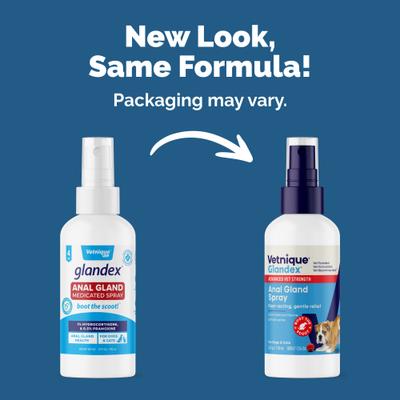 Show full view: Vetnique Labs Glandex Wipes Hygienic Rear End Wipes, 75 count + Glandex Anal Gland Medicated Anti Itch Spray for Dogs & Cats, 4-oz bottle slide 7 of 9
