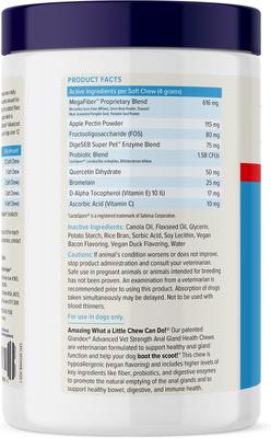 Show full view: Vetnique Labs Glandex Anal Gland Support with Advanced Strength Duck & Bacon Flavor Fiber Supplement for Dogs, 120 count slide 3 of 10
