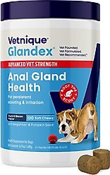 Vetnique Labs Glandex Anal Gland Support with Advanced Strength Bacon Flavor Fiber Supplement for Dogs, 120 count