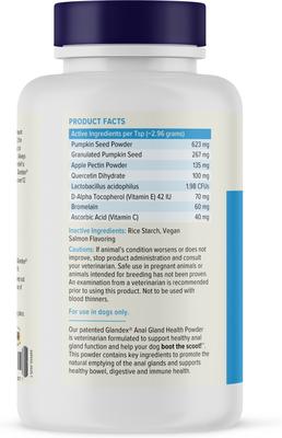 Show full view: Vetnique Labs Glandex Anal Gland Support Supplement Powder with Veg Salmon Flavor for Dogs & Cats, 5.5-oz bottle, bundle of 2 slide 4 of 12