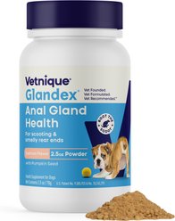 Vetnique Labs Glandex Anal Gland Support Supplement Powder with Veg Salmon Flavor for Dogs & Cats, 2.5-oz bottle