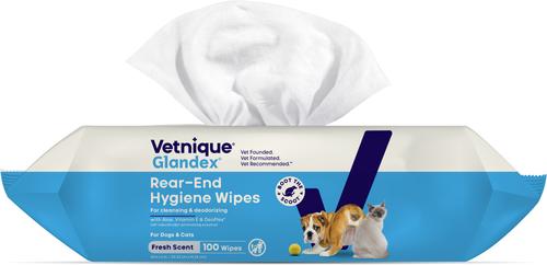 Show full view: Vetnique Labs Glandex Boot the Scoot Rear End Anal Gland Cleaning & Deodorizing Hygienic Dog & Cat Wipes, 100 count slide 4 of 11