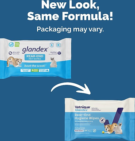 Vetnique Labs Glandex Boot the Scoot Rear End Anal Gland Cleaning & Deodorizing Hygienic Dog & Cat Wipes