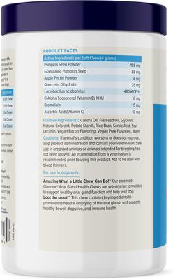 Show full view: Vetnique Labs Glandex Anal Gland Support Soft Chews with Pumpkin, Digestive Enzymes, Probiotics & Fiber Boot the Scoot Bacon Flavored Supplement for Dogs, 120 count slide 3 of 11