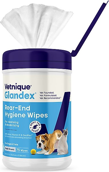 Vetnique Labs Glandex Boot the Scoot Rear End Anal Gland Cleaning & Deodorizing Hygienic Dog & Cat Wipes