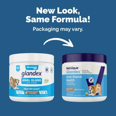 Show full view: Vetnique Labs Glandex Pet Wipes Cleansing & Deodorizing Anal Gland Hygienic Dog & Cat Wipes & Vetnique Labs Glandex Anal Gland Support with Pumpkin, Probiotics & Fiber Peanut Butter Soft Chews Dog Supplement slide 3 of 9