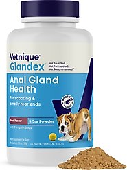 Vetnique Labs Glandex Anal Gland Support Supplement Powder with Beef Liver Flavor for Dogs & Cats, 5.5-oz bottle