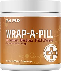 Pet MD Wrap-A-Pill Peanut Butter Flavored Pill Paste Nutritional Supplement for Dogs & Cats, 8-oz tub