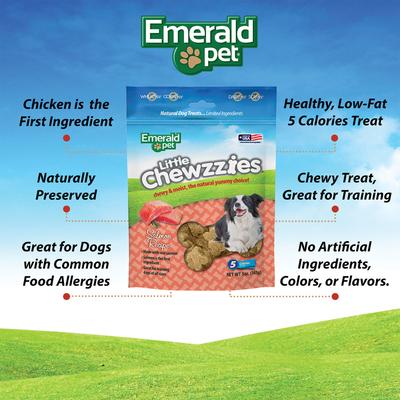 Show full view: Emerald Pet Little Chewzzies Salmon Recipe Chicken-Free Dog Treats, 5-oz bag slide 5 of 9