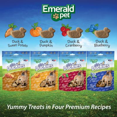 Show full view: Emerald Pet Grain-Free Little Duckies with Duck & Sweet Potato Dog Treats, 5-oz bag slide 6 of 10