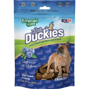 Emerald Pet Grain-Free Little Duckies with Duck & Blueberry Dog Treats, 5-oz bag