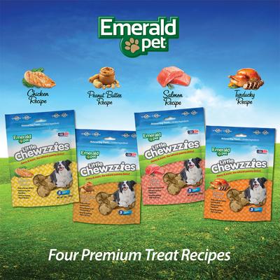 Show full view: Emerald Pet Little Chewzzies Salmon Recipe Chicken-Free Dog Treats, 5-oz bag slide 7 of 9
