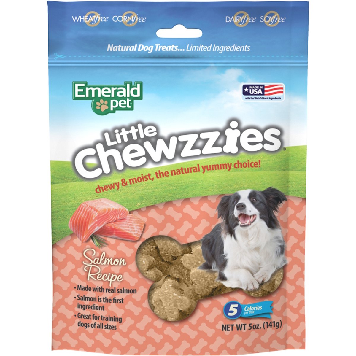 Emerald Pet Little Chewzzies Salmon Recipe Chicken-Free Dog Treats, 5-oz bag