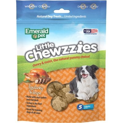 Emerald Pet Emerald Pet Little Chewzzies Turducky Recipe Chicken-Free Dog Treats, 5-oz bag