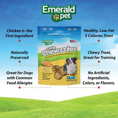 Show full view: Emerald Pet Little Chewzzies Chicken Recipe Dog Treats, 5-oz bag slide 5 of 9