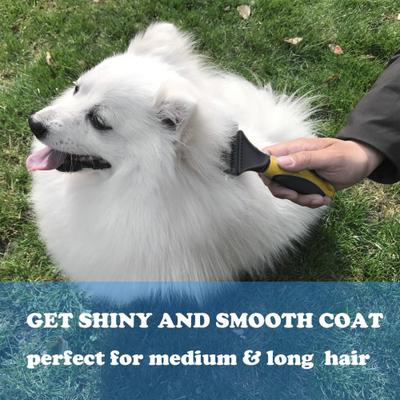 Show full view: Pet Republique Dematting with 12+23 Dual-Side Blades Rake Matt Splitters Dog & Cat Brush, Yellow/Black slide 6 of 8