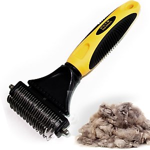 Pet Republique Dematting Rake Matt Splitters Dog & Cat Brush, Yellow/Black