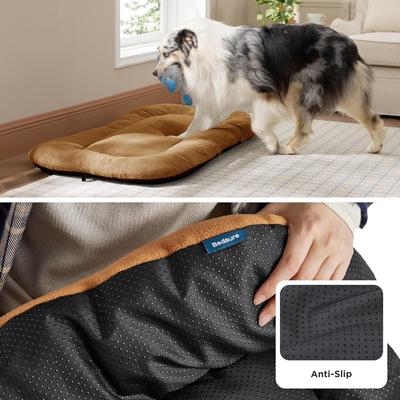 Show full view: Bedsure Ultra Soft Fleece Thin Washable Dog Crate Mat, Brown, Small: 23-in L x 17-in W slide 5 of 9