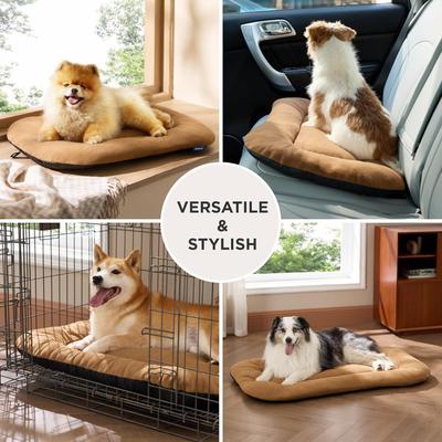Show full view: Bedsure Ultra Soft Fleece Thin Washable Dog Crate Mat, Brown, Small: 23-in L x 17-in W slide 3 of 9