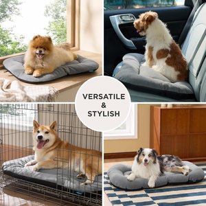 Bedsure Ultra Soft Fleece Thin Washable Dog Crate Mat, Light Grey, Large: 35-in L x 22-in W