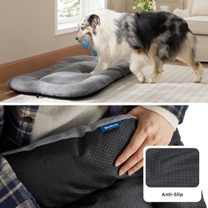 Bedsure Ultra Soft Fleece Thin Washable Dog Crate Mat, Light Grey, Large: 35-in L x 22-in W