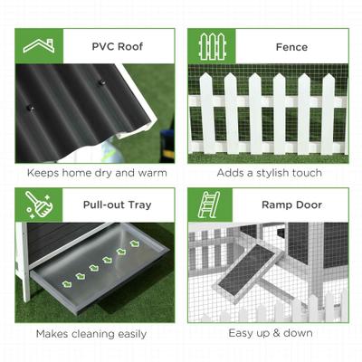 Show full view: PawHut Outdoor Wooden Chicken Coop with Nest Box, 67.5 x 58.75 x 42.25-in slide 7 of 9