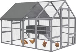 PawHut Water-Resistant Chicken Run with Nest Box & Anti-UV Cover, 110.2 x73 x 74-in