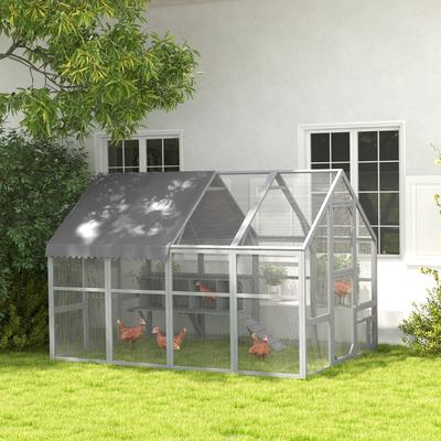 Show full view: PawHut Water-Resistant Chicken Run with Nest Box & Anti-UV Cover, 110.2 x73 x 74-in slide 4 of 9