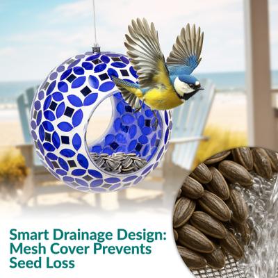 Show full view: Sunnydaze Decor Mosaic Glass Bird Feeder, Lavender slide 4 of 7