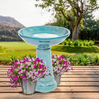 Show full view: Sunnydaze Decor Calais Ceramic Outdoor Bird Bath, Jade slide 7 of 9