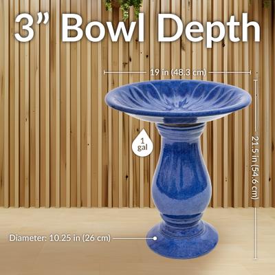 Show full view: Sunnydaze Decor Daisy Embossed Bowl Bird Bath, Blue slide 9 of 9
