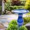 Show in main carousel: Sunnydaze Decor Daisy Embossed Bowl Bird Bath, Blue slide 6 of 9